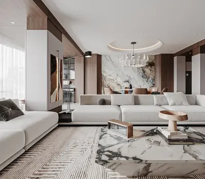 Minimalist Luxury Living Dining Space 3d model