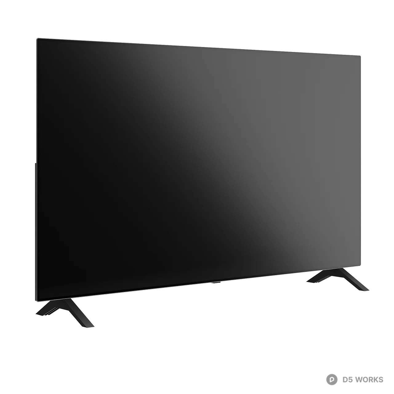 Slim Black TV With Minimalist Stand 3d model - Image 1