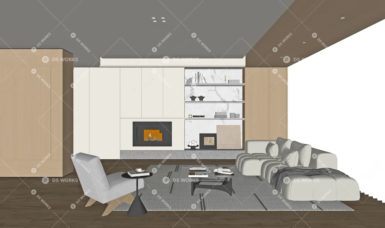 Modern Home Living Room 3d model thumbnail 2