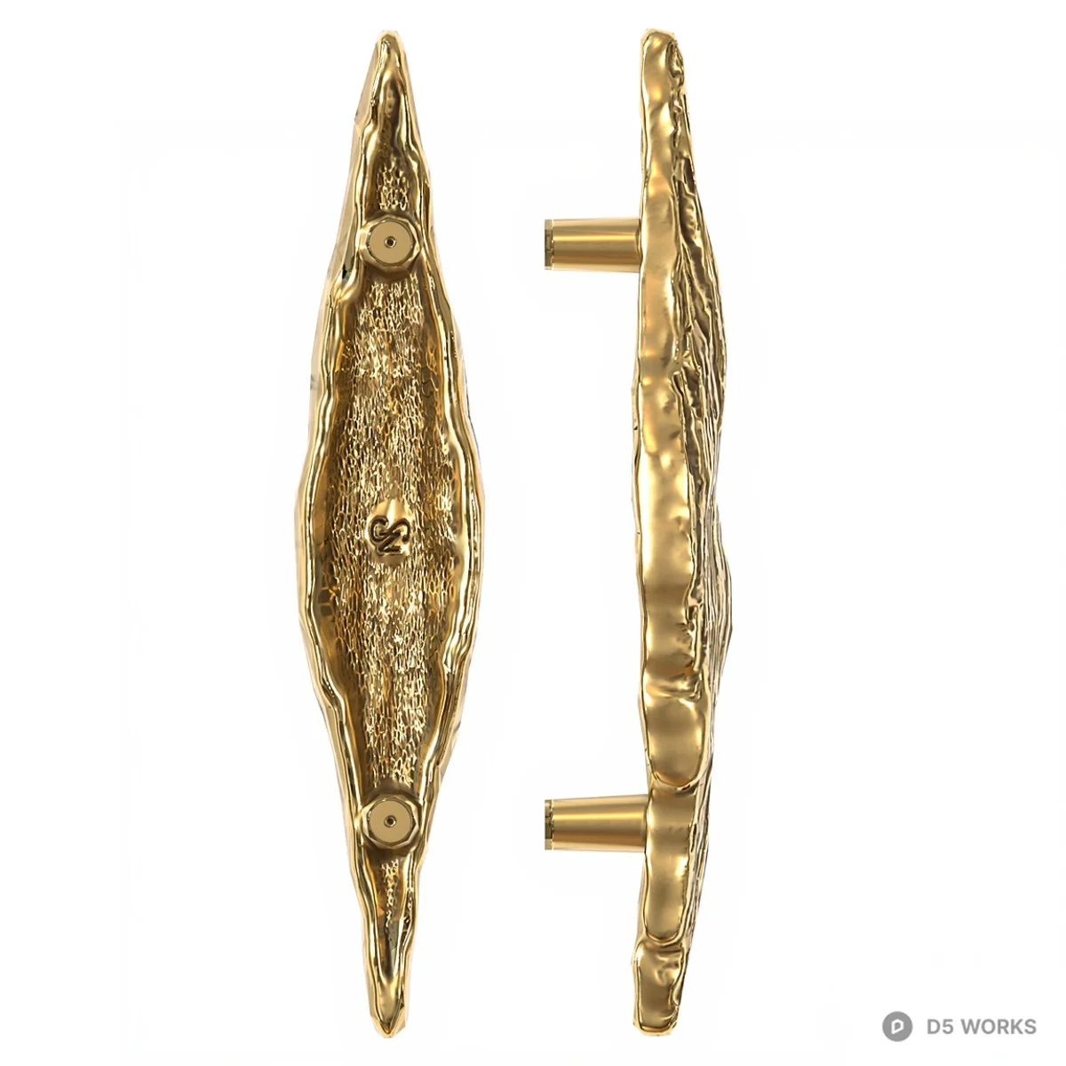 Textured Gold Pull Handle 3d model thumbnail 4