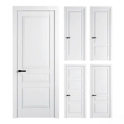 Minimalist White Panel Door With Black Handle 3d model