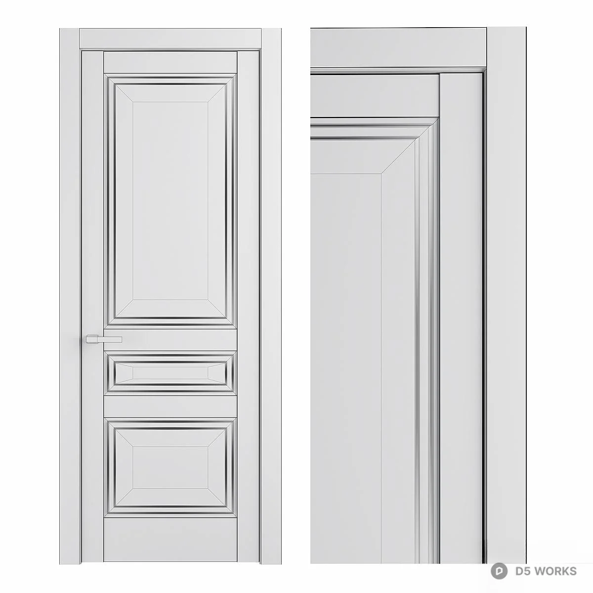 Minimalist White Panel Door With Black Handle 3d model thumbnail 3