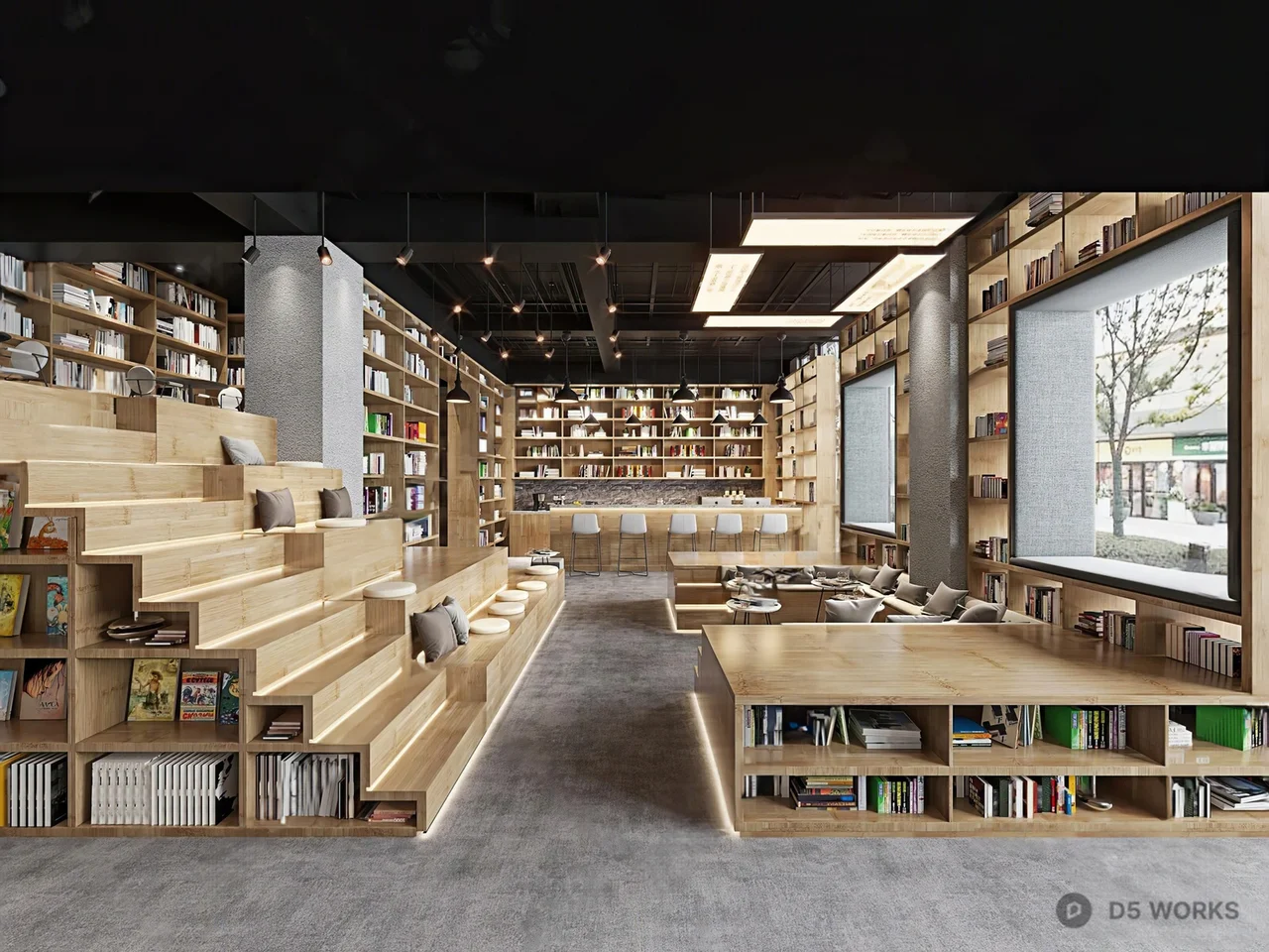 Modern Library Reading Space 3d model - Image 1