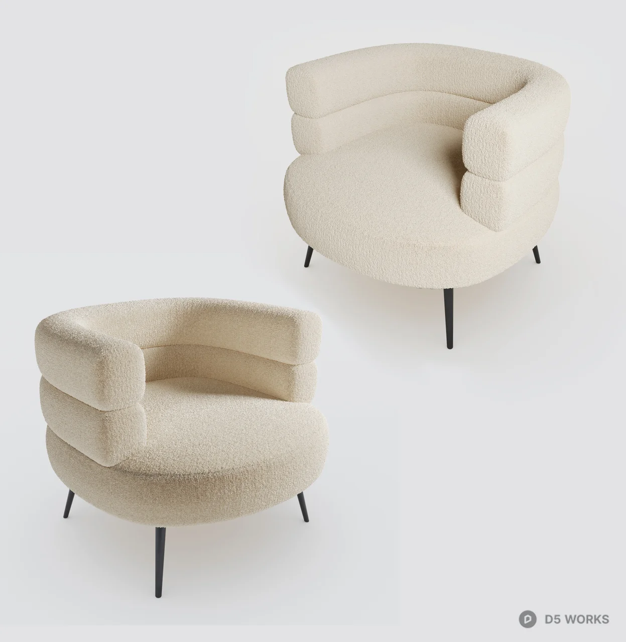 Bouclé Upholstered Armchair 3d model - Image 1