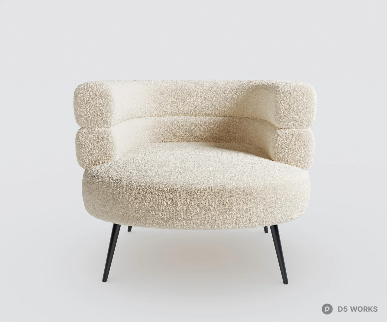 Bouclé Upholstered Armchair 3d model thumbnail 3