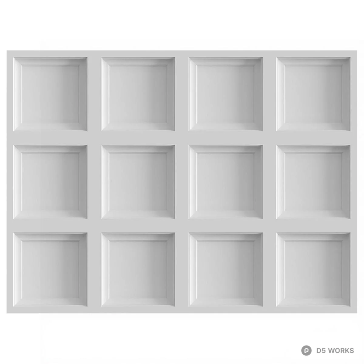 White Panelled Wall Cladding 3d model - Image 1