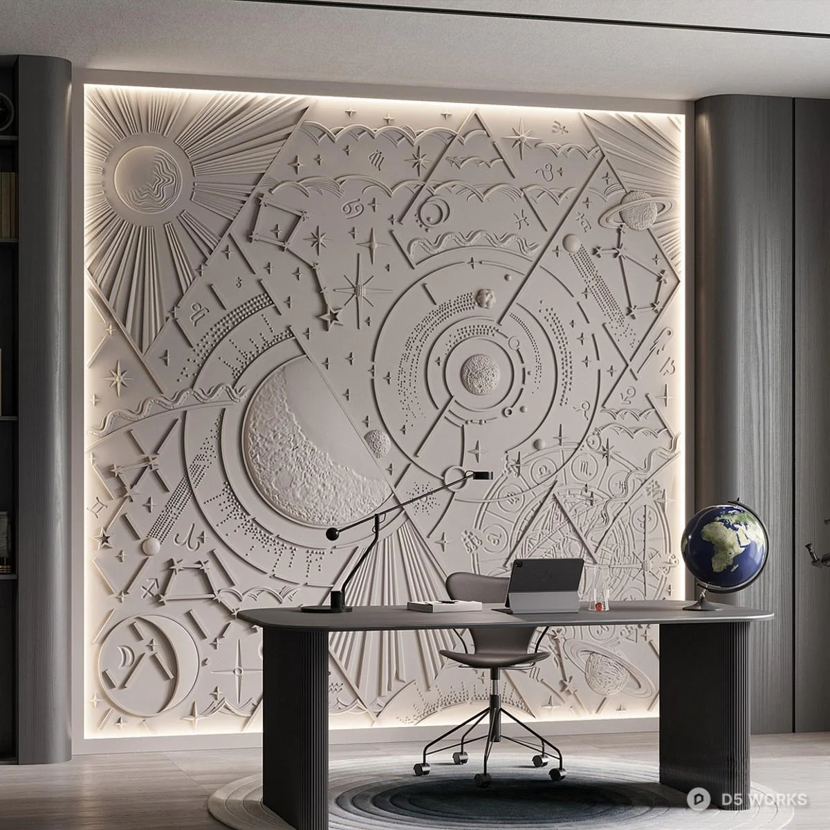 Ornate Wall Panel 3d model thumbnail 3