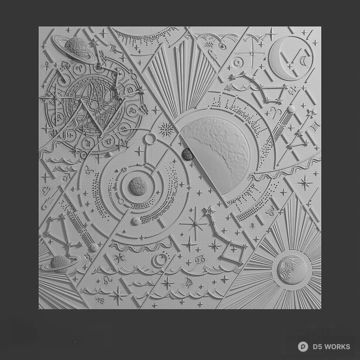 Ornate Wall Panel 3d model thumbnail 2