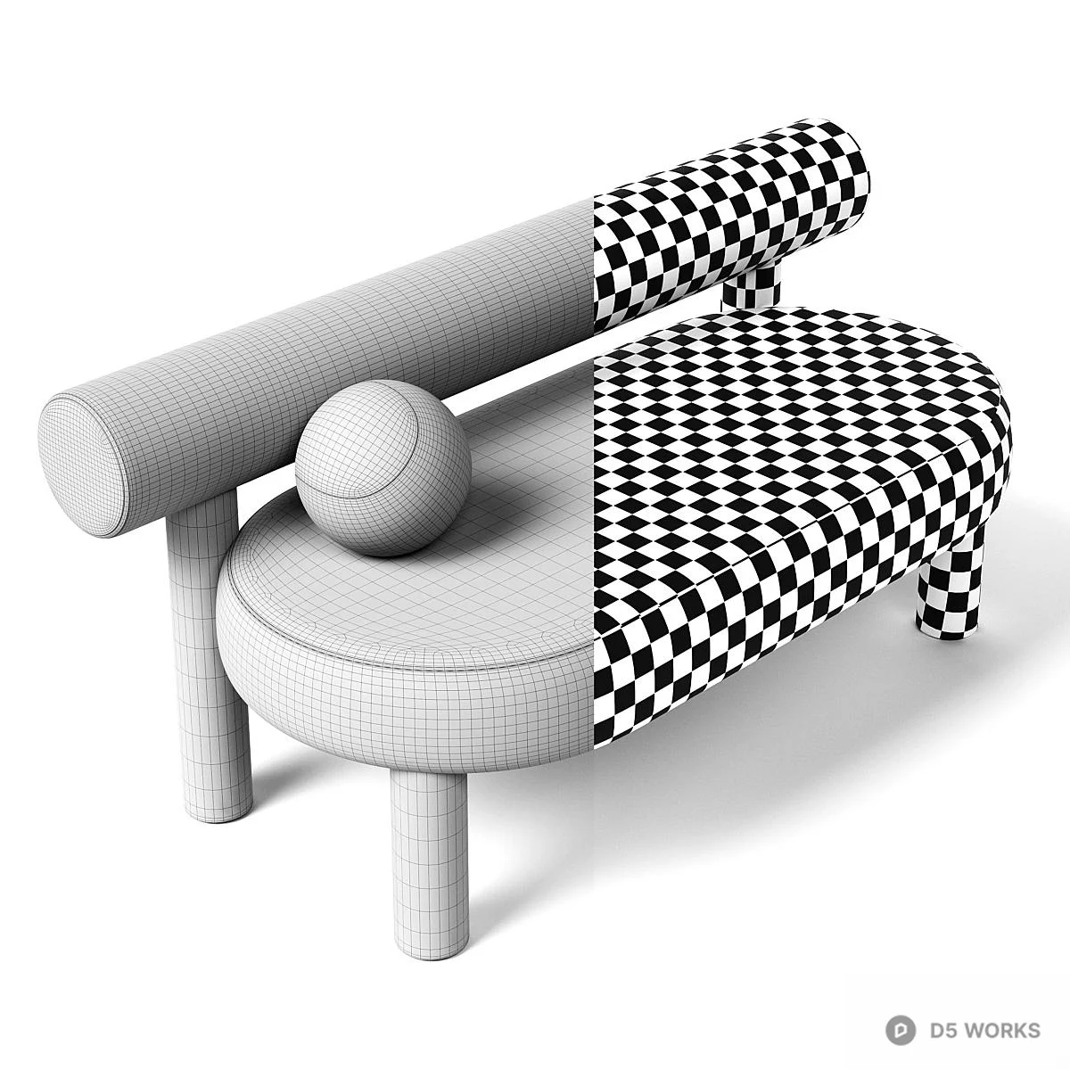 Minimalist Beige Upholstered Bench 3d model thumbnail 4