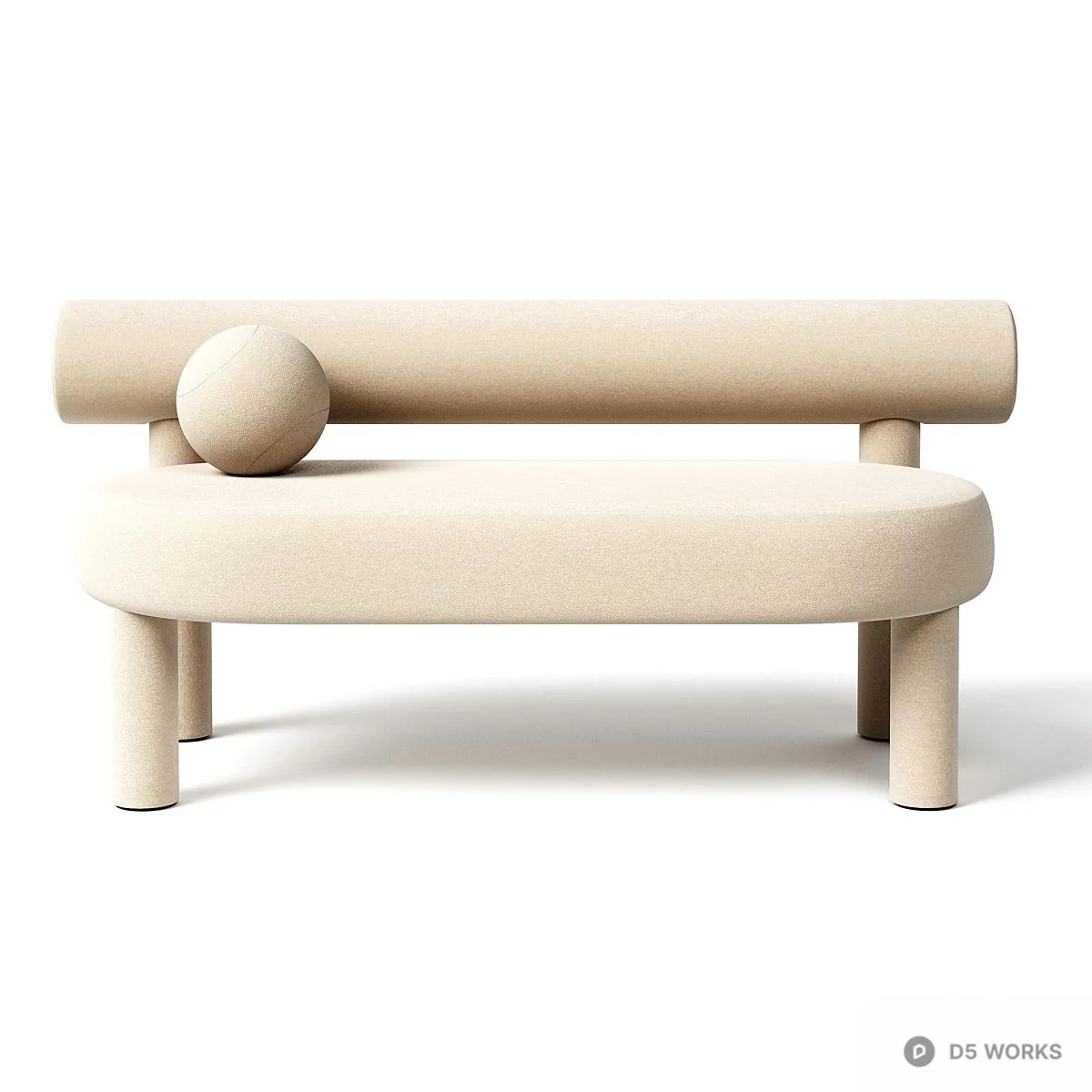 Minimalist Beige Upholstered Bench 3d model thumbnail 2