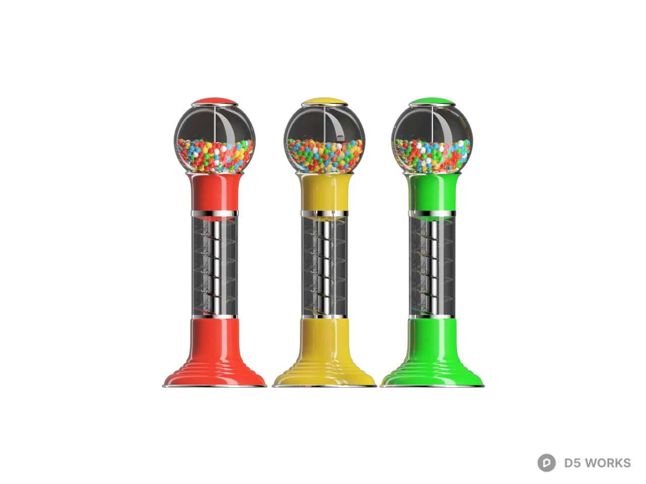 Colorful Gumball Machine Toy Set 3d model thumbnail 2