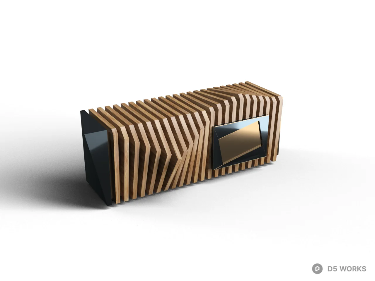 Striped Veneer Landscape Seat 3d model - Image 1