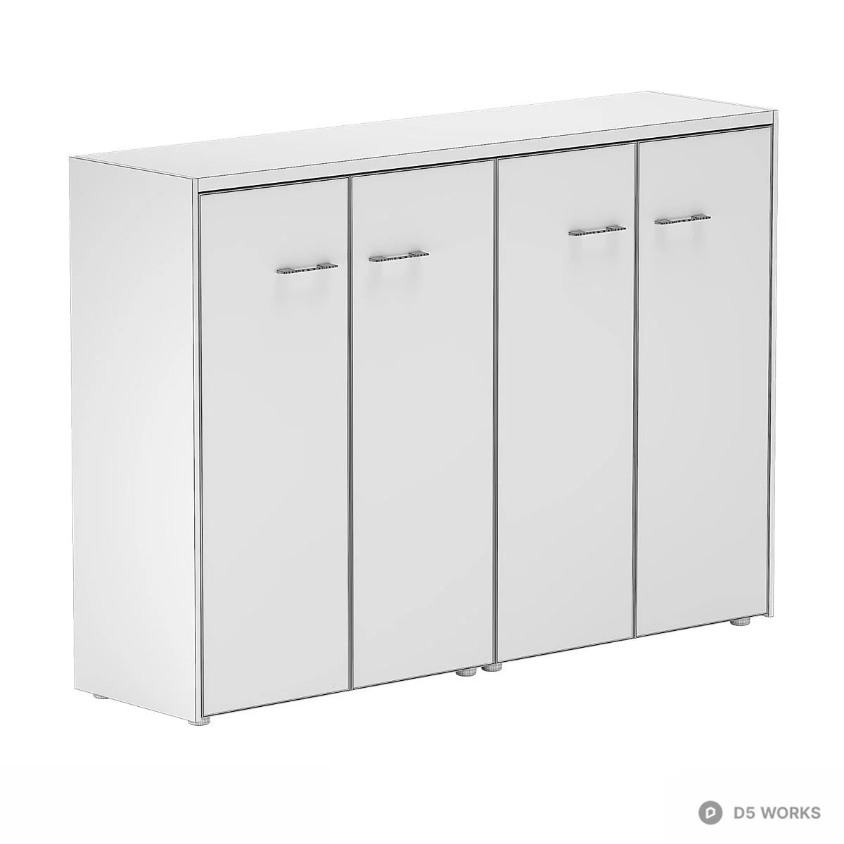 Modern L-Shaped Office Desk With Storage Cabinet 3d model thumbnail 4