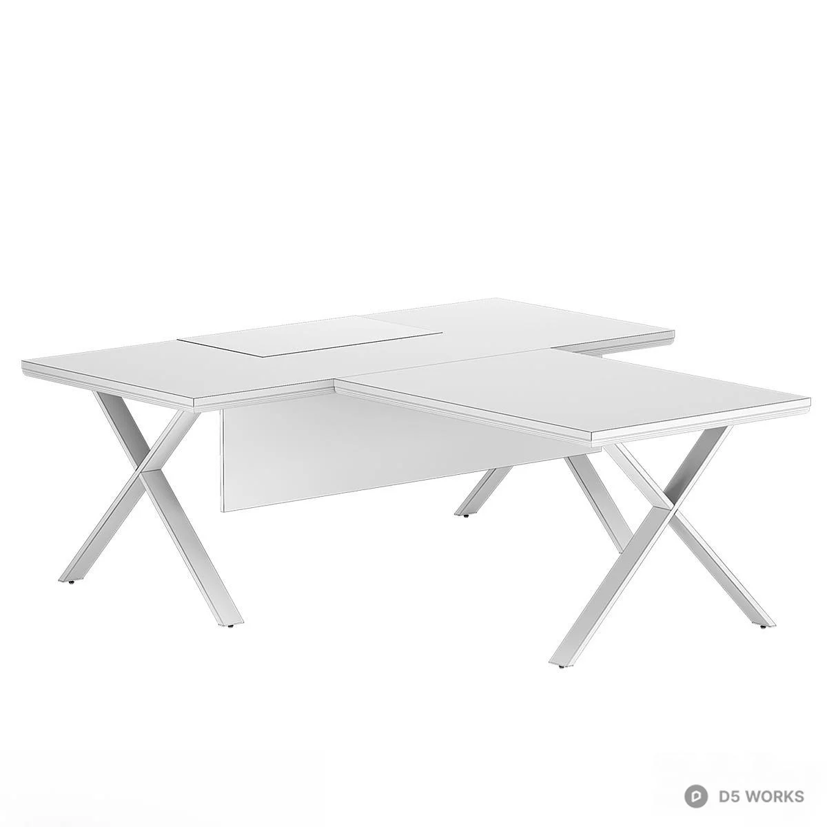 Modern L-Shaped Office Desk With Storage Cabinet 3d model thumbnail 3