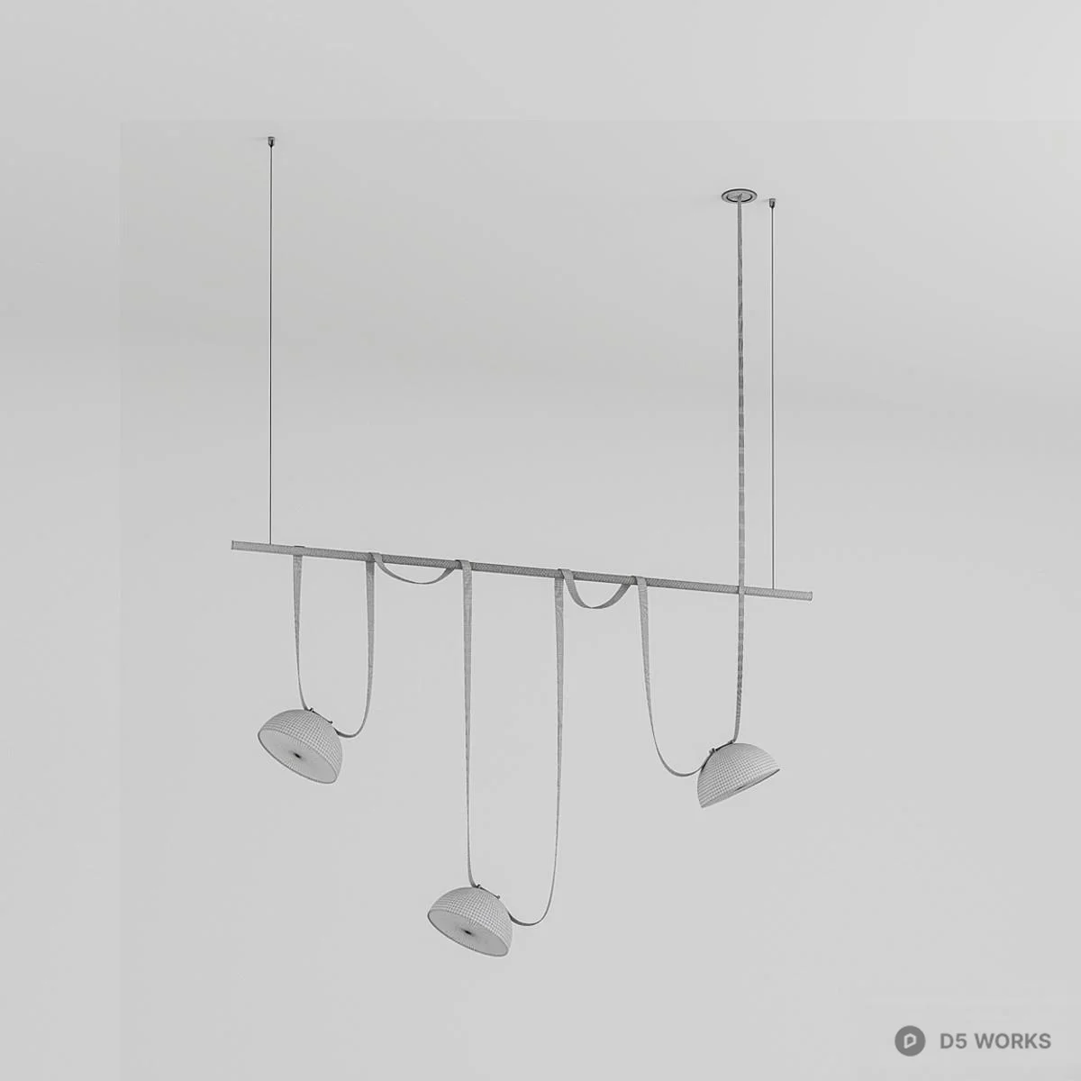 Minimalist Linear Pendant Light With Red Cords 3d model thumbnail 4