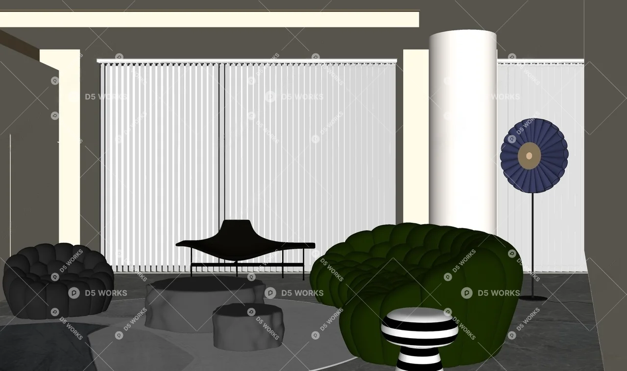 Minimalist Home Living Room 3d model thumbnail 2