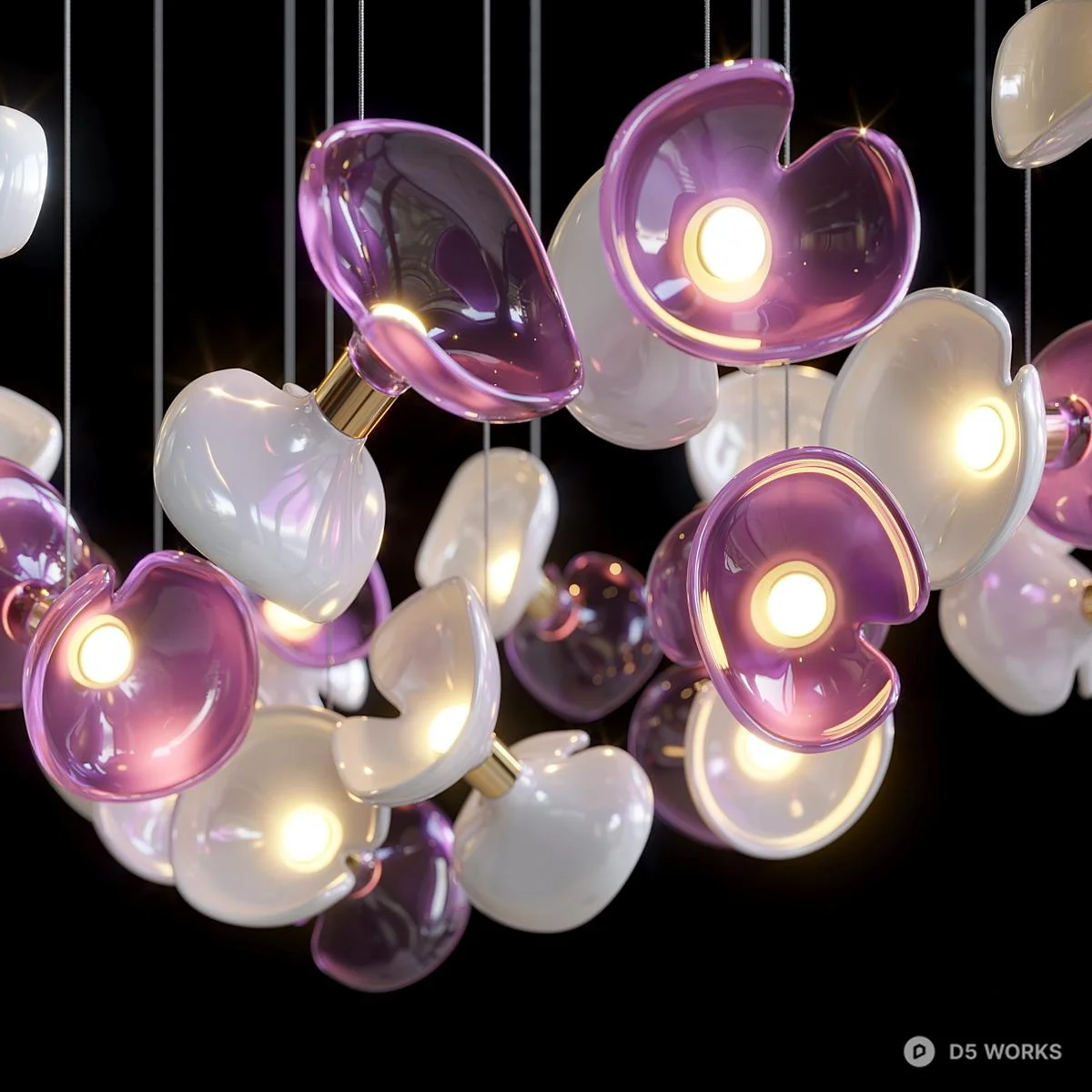 Floral Minimalist Chandelier 3d model thumbnail 2
