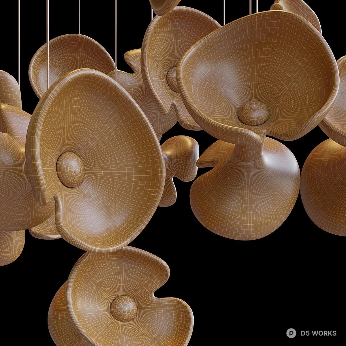 Floral Minimalist Chandelier 3d model thumbnail 4