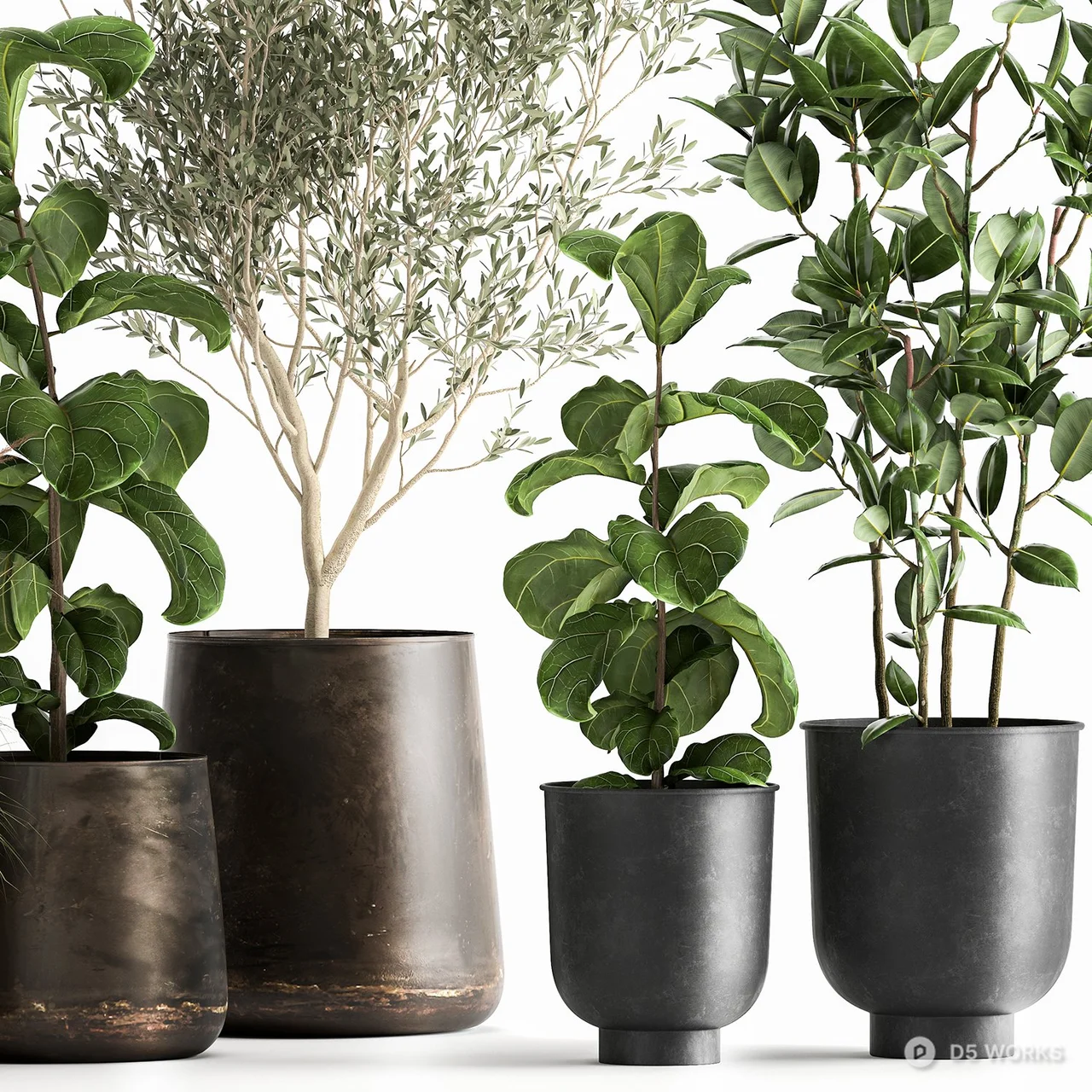 Minimalist Potted Plants Set 3d model thumbnail 2