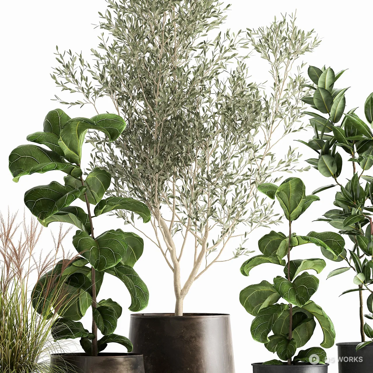Minimalist Potted Plants Set 3d model thumbnail 3