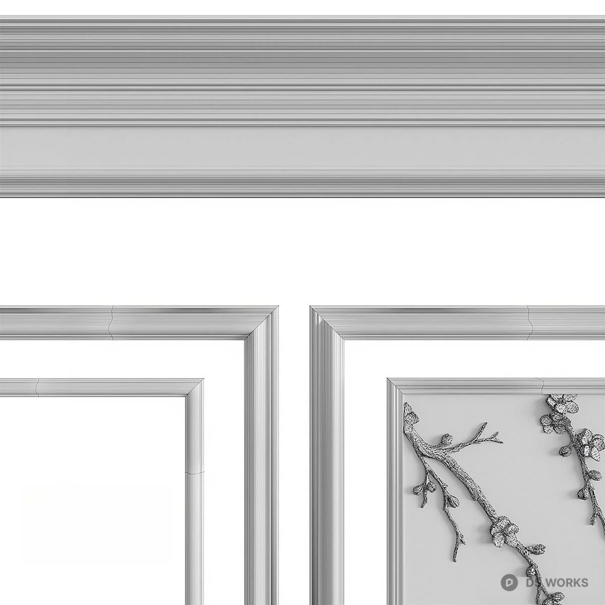 Decorative Wall Panel With Floral Relief 3d model thumbnail 2