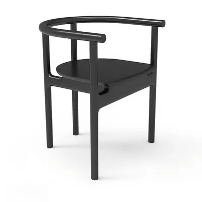 Minimalist Black Wooden Armchair 3d model