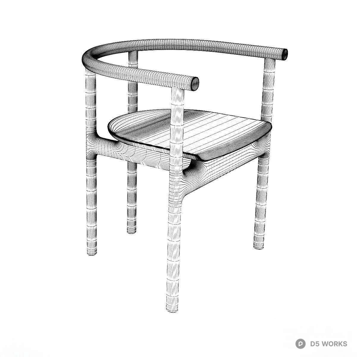 Minimalist Black Wooden Armchair 3d model thumbnail 3