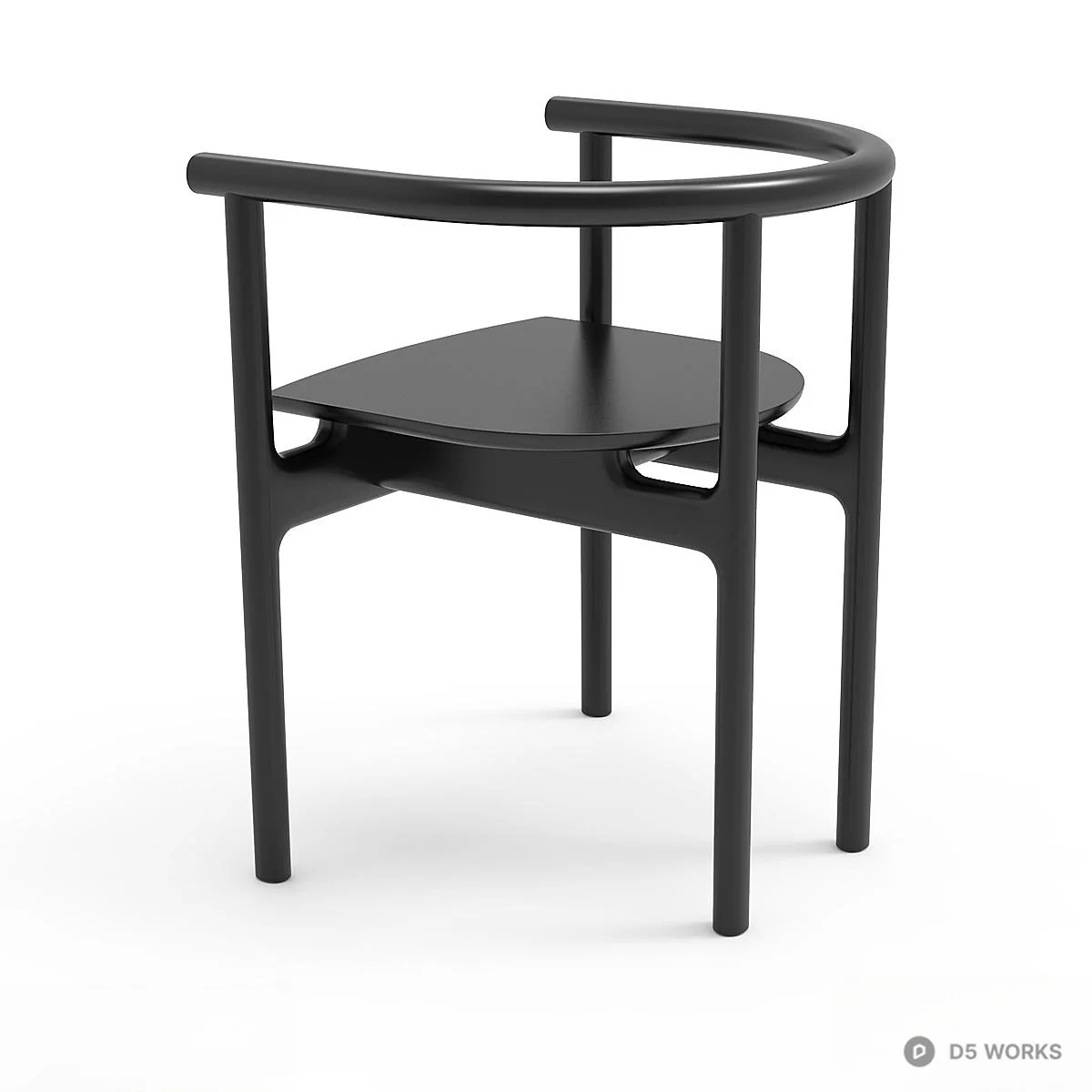 Minimalist Black Wooden Armchair 3d model thumbnail 2