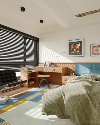 Bauhaus Mid-Century Modern Home Bedroom