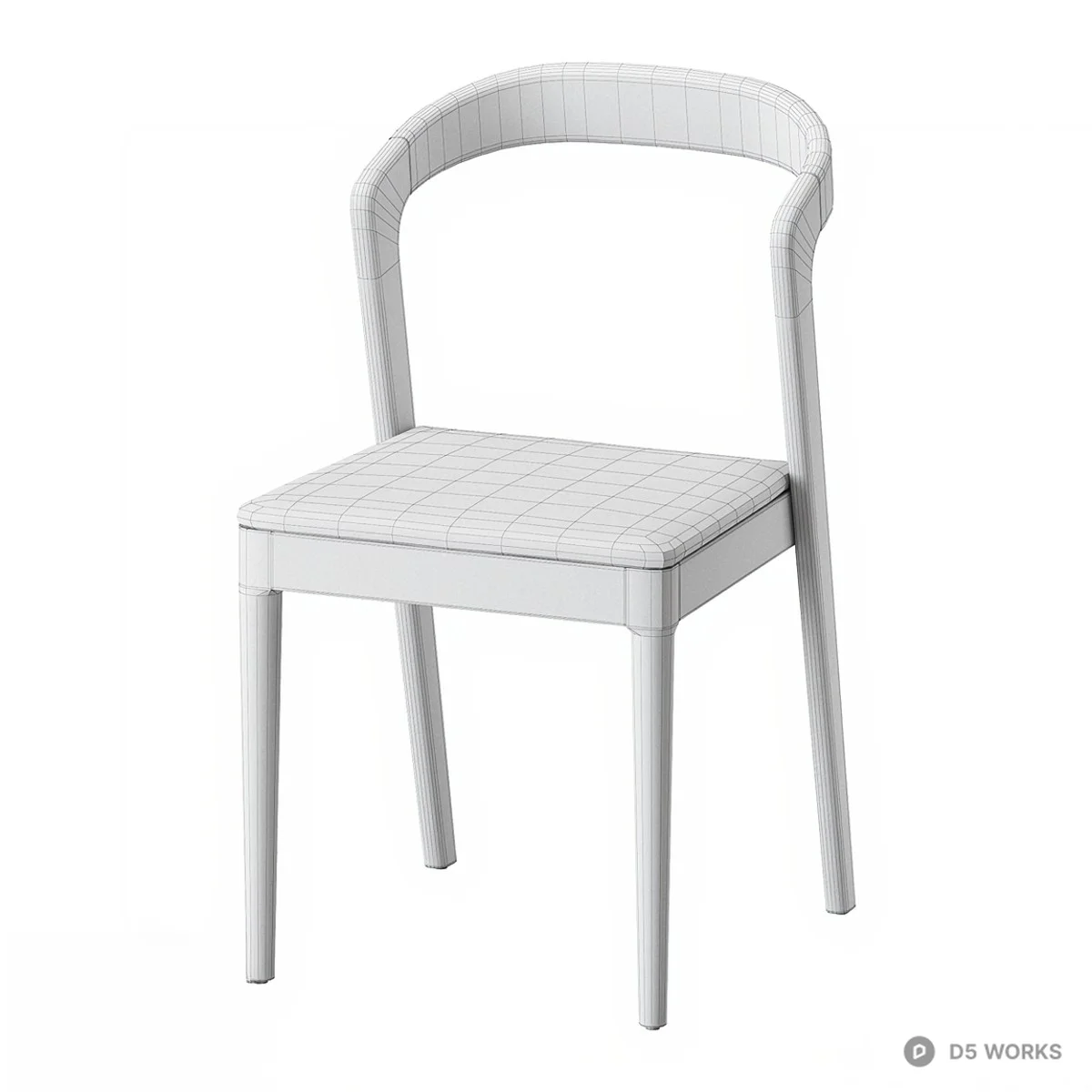 Minimalist Oak Dining Chair 3d model thumbnail 2