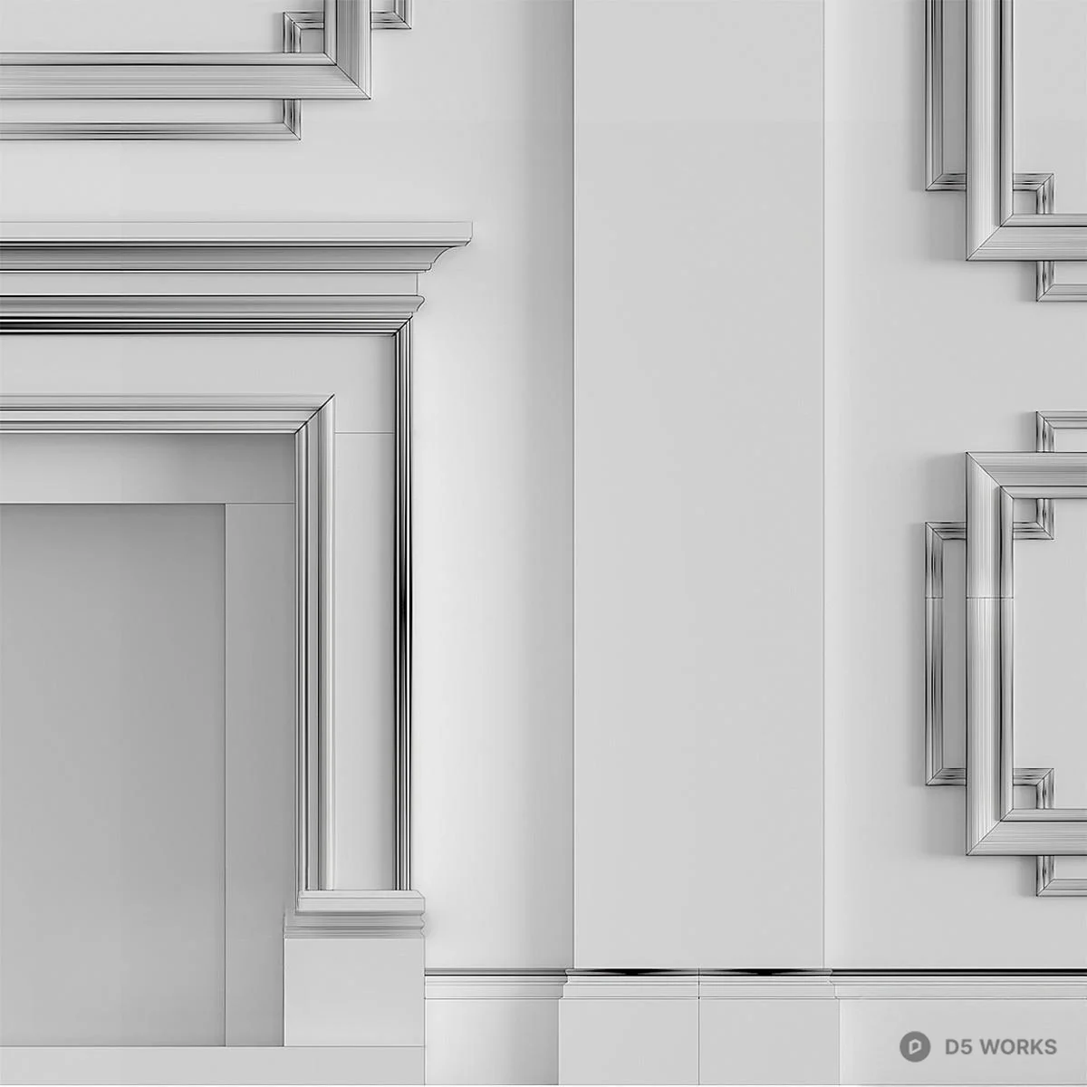 European Style Wall Paneling 3d model thumbnail 2