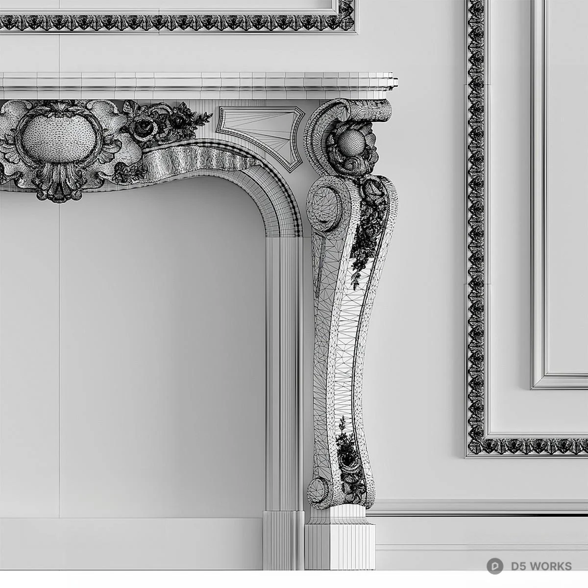 European Style Wall Paneling 3d model thumbnail 2