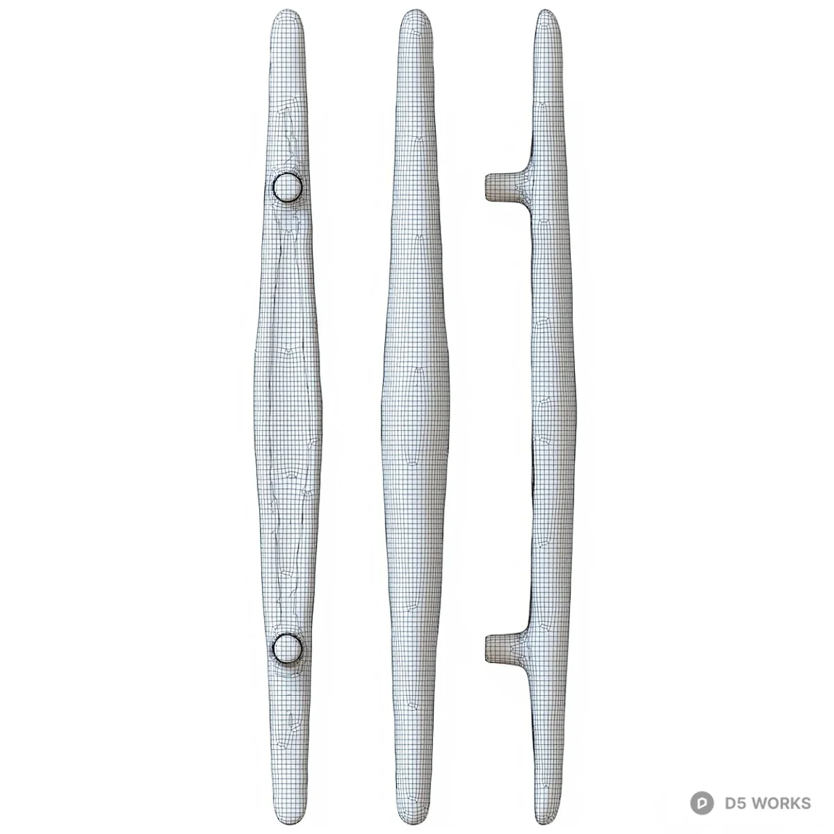 Textured Brass Pull Handle 3d model thumbnail 3