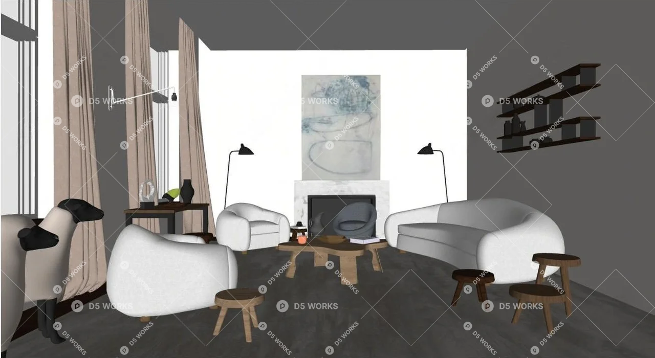 Japanese Home Living Room 3d model thumbnail 2