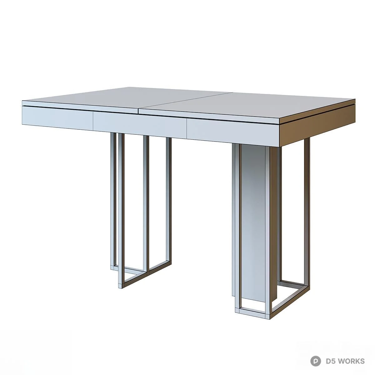 Industrial Style Extendable Dining Table 3d model thumbnail 3