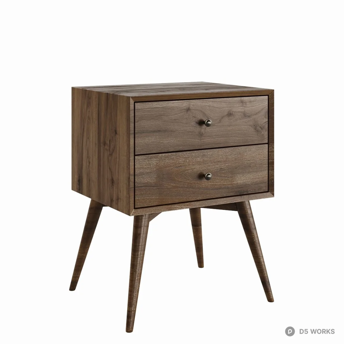 Mid-Century Modern Wooden Nightstand 3d model thumbnail 2