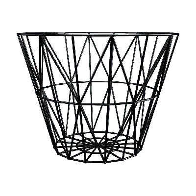 Simple black hollow metal waste paper basket