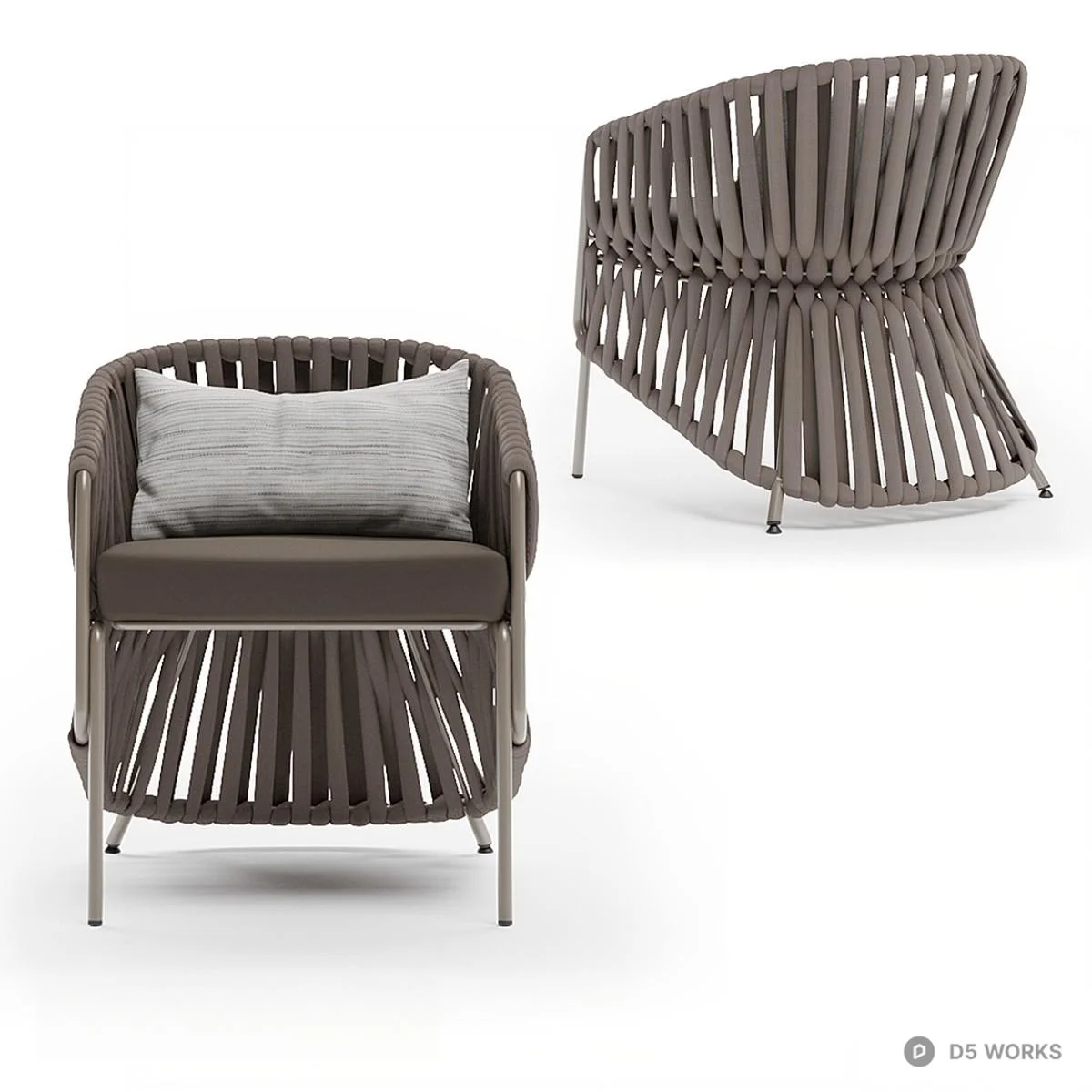 Rattan Woven Outdoor Leisure Chair With Cushion 3d model thumbnail 3