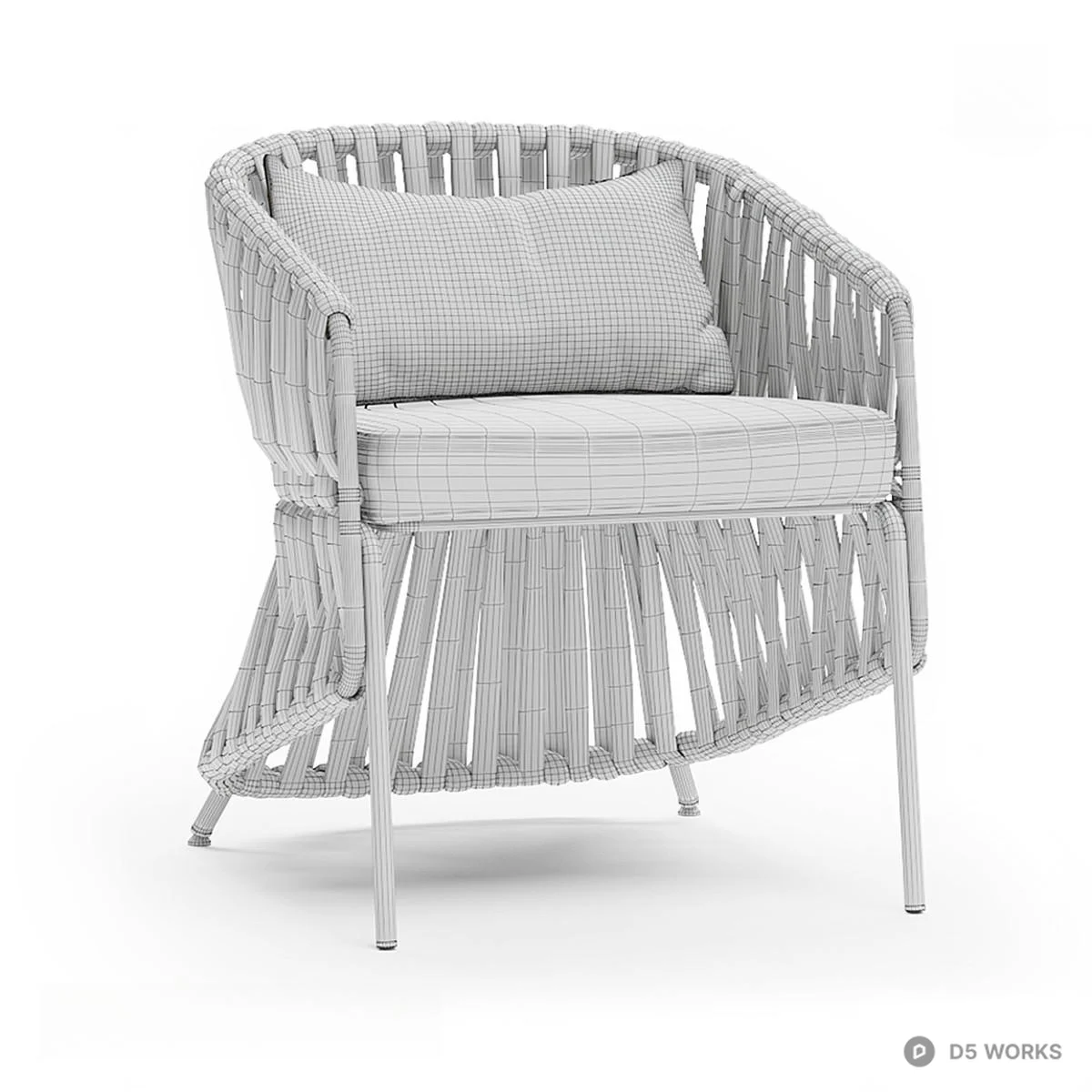 Rattan Woven Outdoor Leisure Chair With Cushion 3d model thumbnail 2