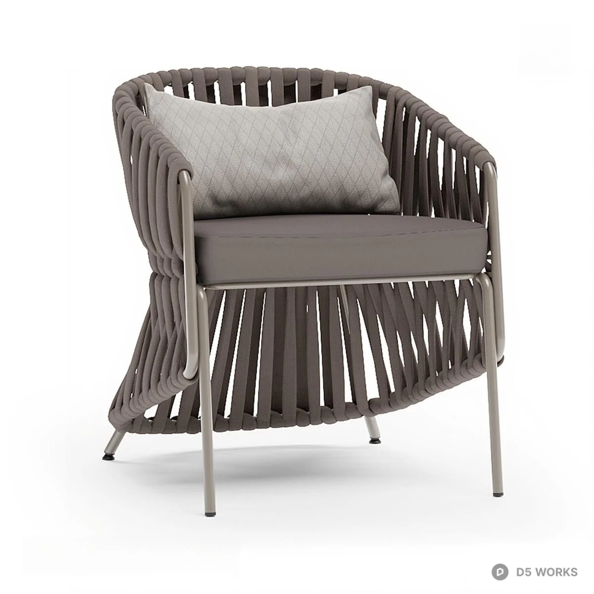 Rattan Woven Outdoor Leisure Chair With Cushion 3d model - Image 1