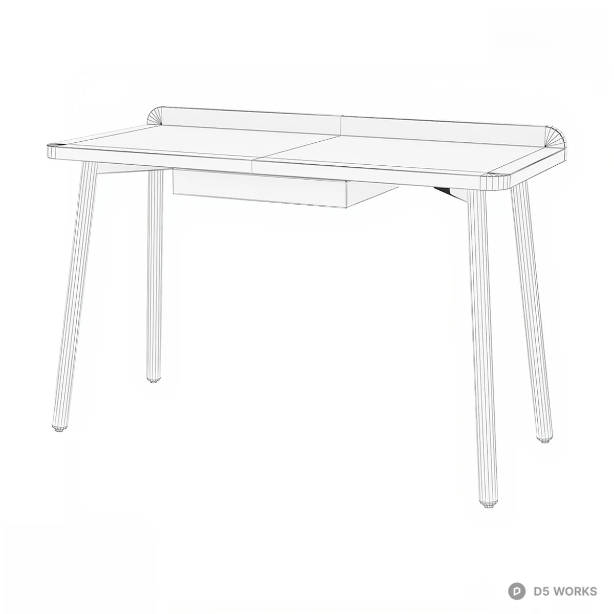 Minimalist Wooden Study Desk 3d model thumbnail 2