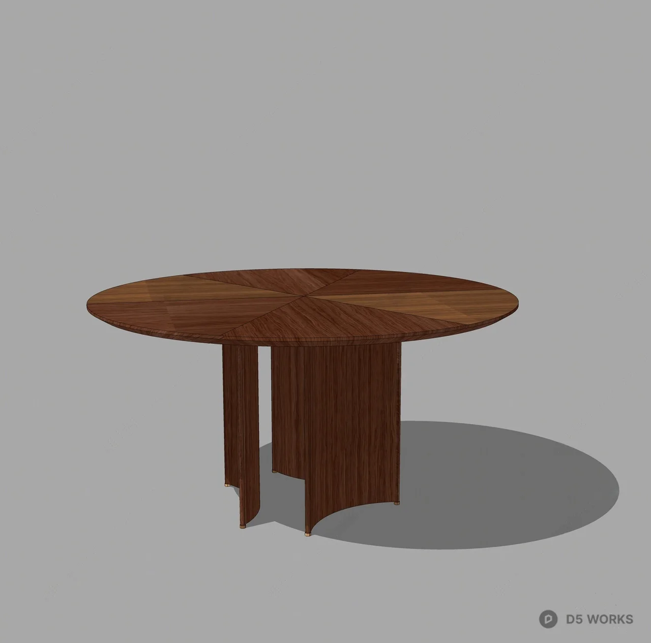 Solid Wood Round Dining Table 3d model thumbnail 2