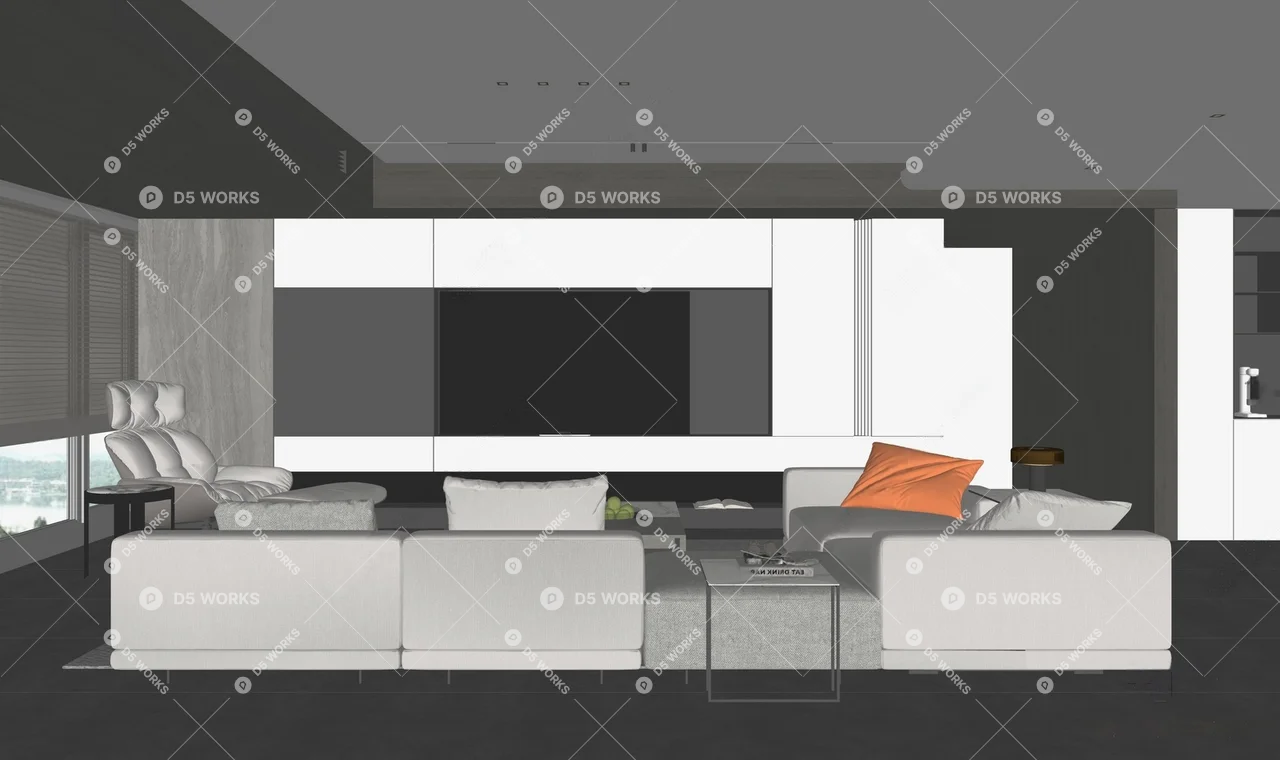 Modern Home Living Room 3d model thumbnail 2