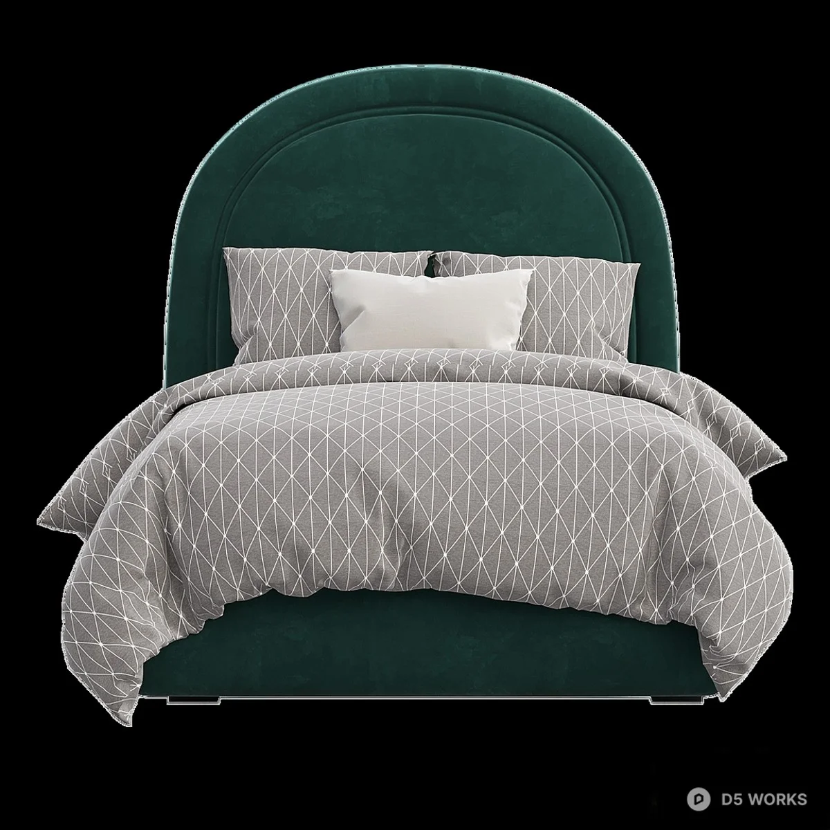 Velvet Single Bed with Arched Headboard 3d model thumbnail 2