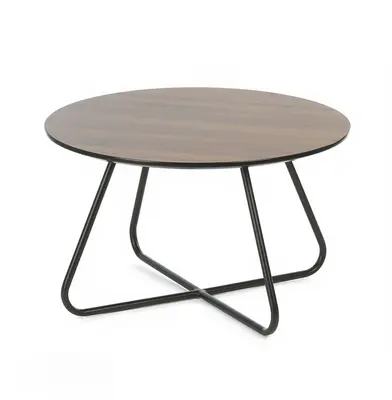 Minimalist Wood Top Coffee Table With Black Metal Legs 3d model