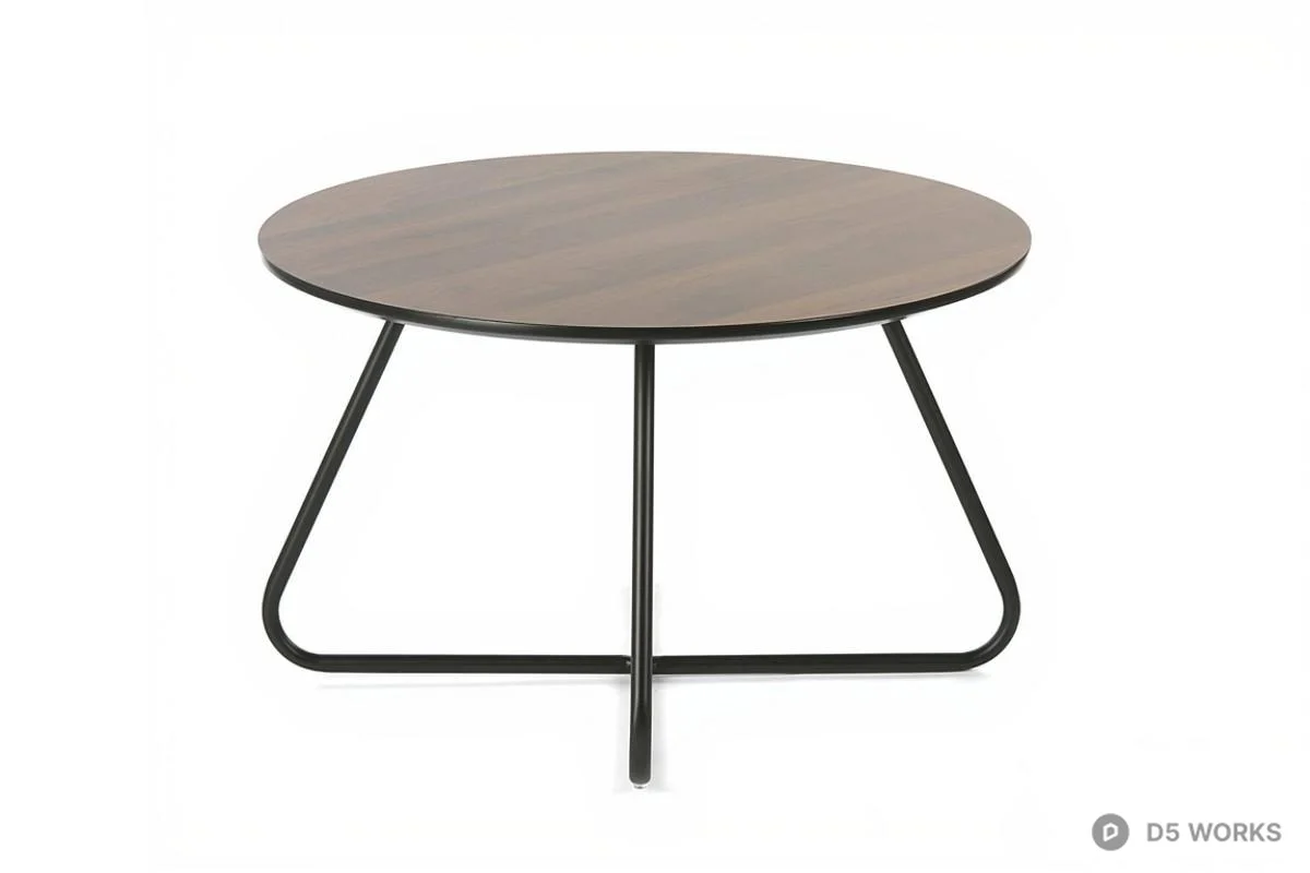 Minimalist Wood Top Coffee Table With Black Metal Legs 3d model thumbnail 4
