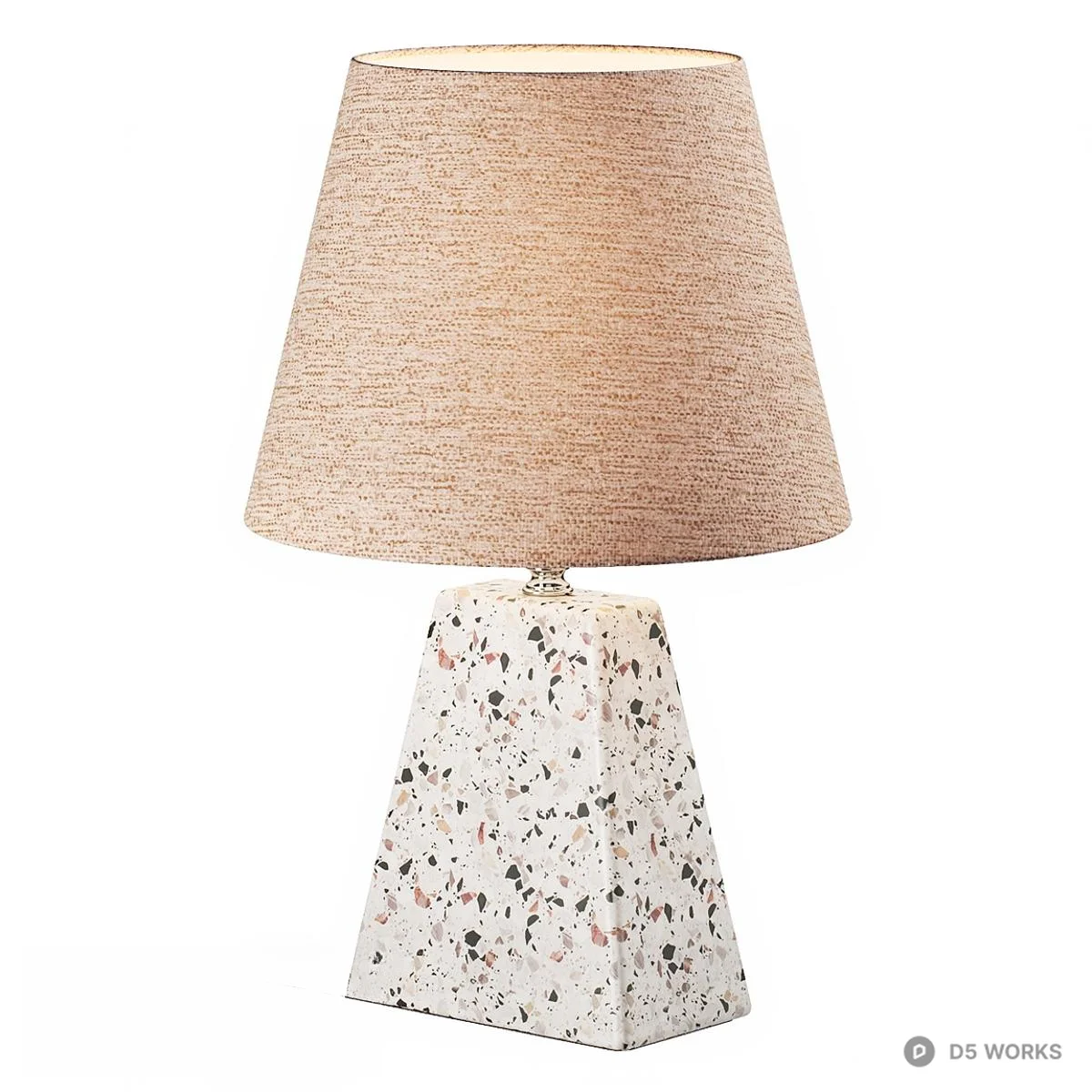 Terrazzo Base Table Lamp With Linen Shade 3d model - Image 1