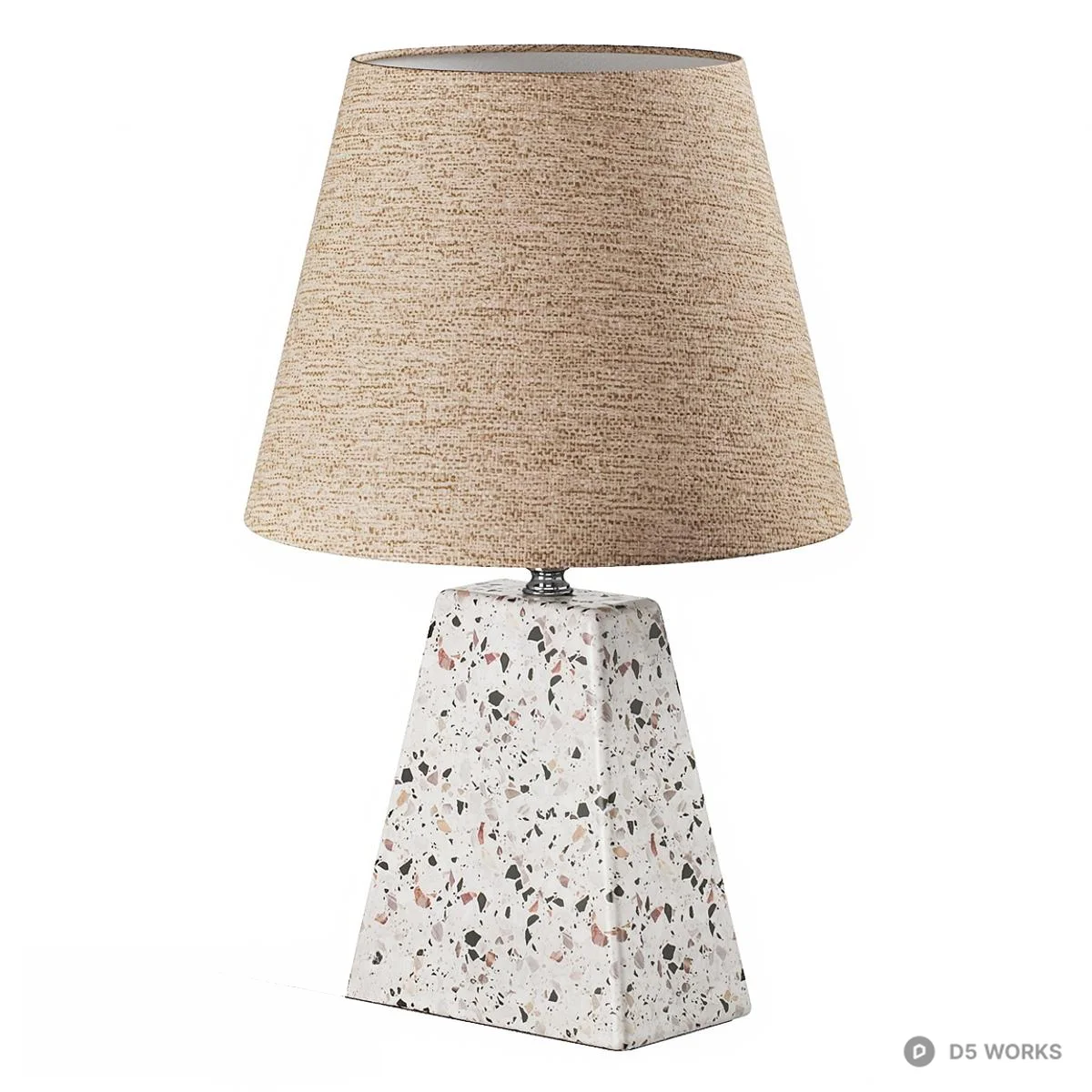 Terrazzo Base Table Lamp With Linen Shade 3d model thumbnail 2