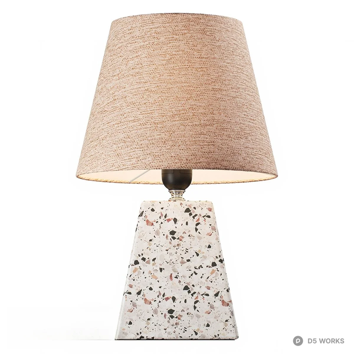 Terrazzo Base Table Lamp With Linen Shade 3d model thumbnail 3