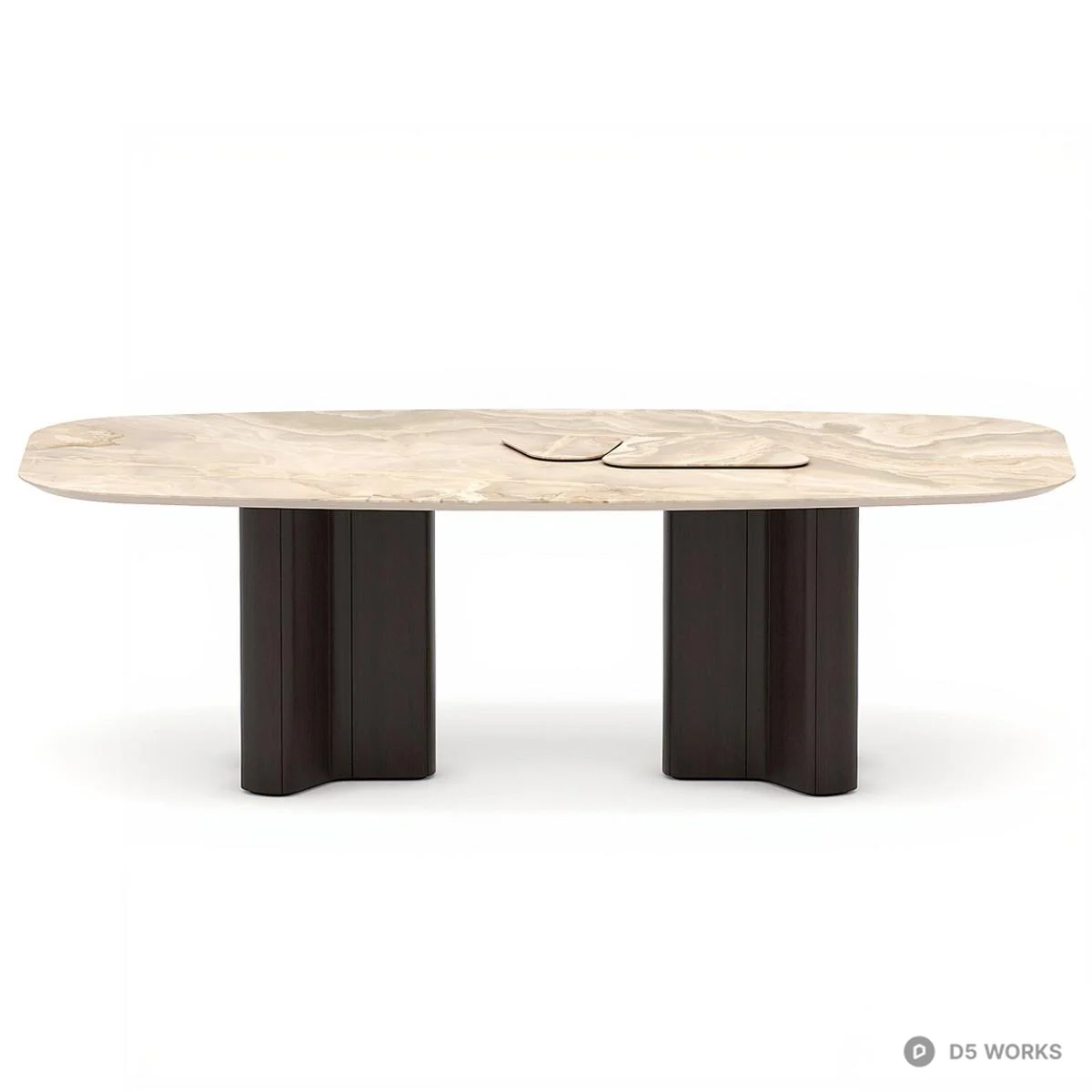 Marble Top Dining Table With Six Chairs 3d model thumbnail 3